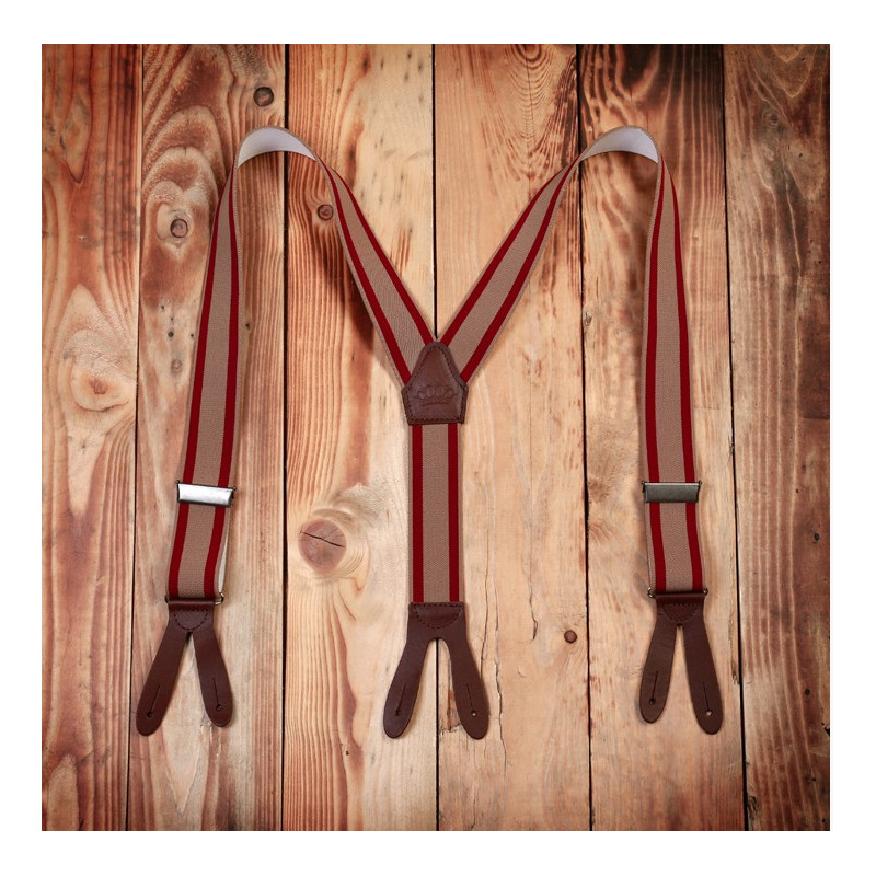 Bretels met knoopsgat leer rood