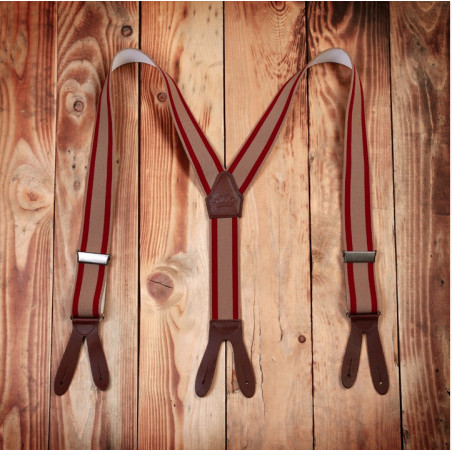 Red leather buttonhole suspenders