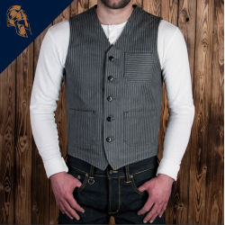 Grey Striped Vest - 1937 Roamer Vest Grey Wabash