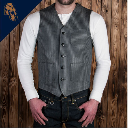 Grey Striped Vest - 1937 Roamer Vest Grey Wabash