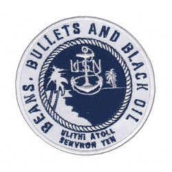 Embroidered patch USN ServRon 10 - Ulithi Atoll embroidered Beans, Bullets and Black Oil