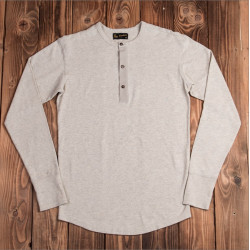 Ecru marl long-sleeve Henley T-shirt with button placket - Pike Brothers 1927 Henley Long Sleeve 2