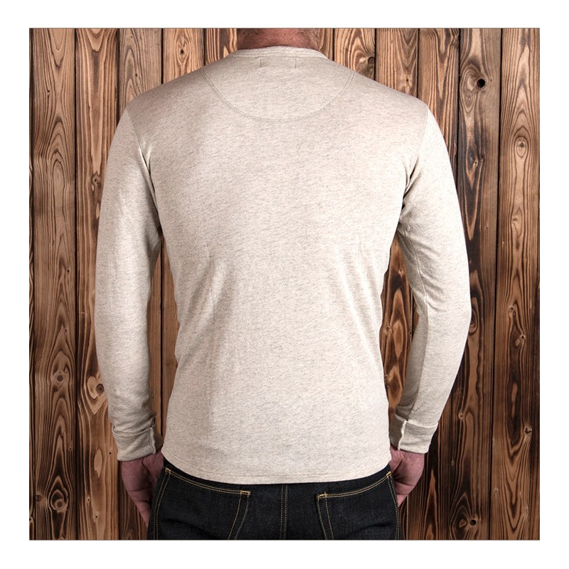 T-shirt Henley met knoopsluiting en lange mouwen ecru gemêleerd - Pike Brothers 1927 Henley long Sleeve