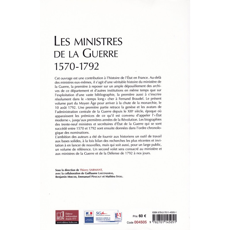 De ministers van Oorlog, 1570-1792