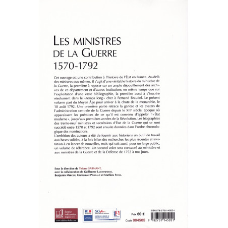 De ministers van Oorlog, 1570-1792