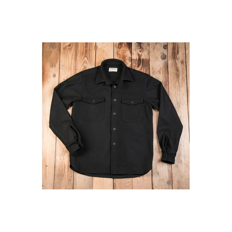 Black wool bridge shirt - 1943 USN CPO Shirt Black Wool Pike Brothers
