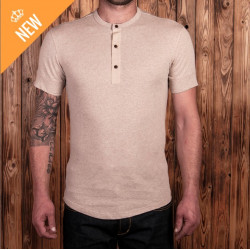Henley-T-Shirt mit Knopfleiste und kurzen Ärmeln, beige – Pike Brothers 1927 Henley long Sleeve