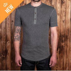 Henley-T-Shirt mit Knopfleiste und kurzen Ärmeln, grau meliert – Pike Brothers 1927 Henley long Sleeve