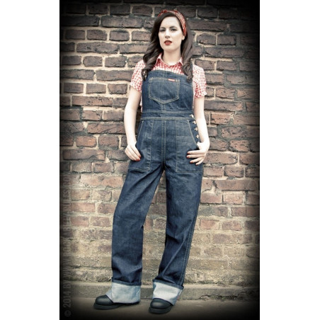 Salopette Denim  - Ladies Denim Dungarees Playsuit - Rumble 59
