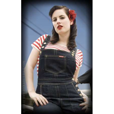 Salopette Denim  - Ladies Denim Dungarees Playsuit - Rumble 59