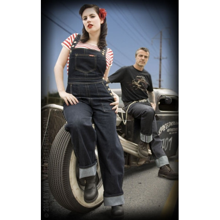 Salopette Denim  - Ladies Denim Dungarees Playsuit - Rumble 59