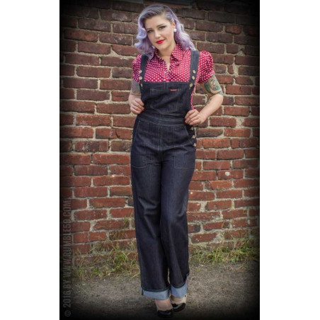 Salopette Denim  - Ladies Denim Dungarees Playsuit - Rumble 59