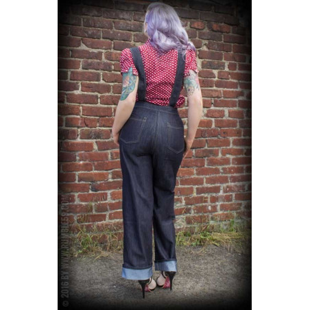 Salopette Denim  - Ladies Denim Dungarees Playsuit - Rumble 59