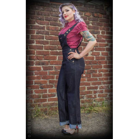 Salopette Denim  - Ladies Denim Dungarees Playsuit - Rumble 59