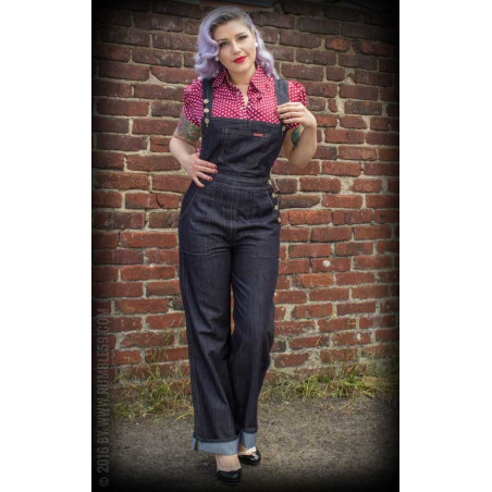Salopette Denim  - Ladies Denim Dungarees Playsuit - Rumble 59