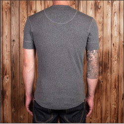 Grey Marl Short-Sleeve Henley T-Shirt with Button Placket - Pike Brothers 1927 Henley long Sleeve 2
