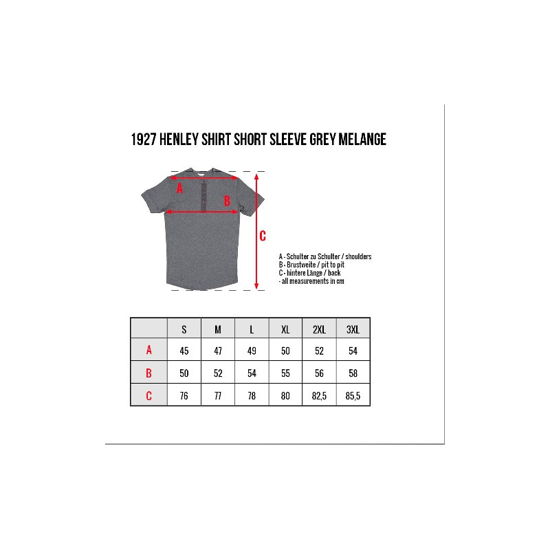 Grey marl short-sleeve Henley T-shirt with button placket - Pike Brothers 1927 Henley Long Sleeve