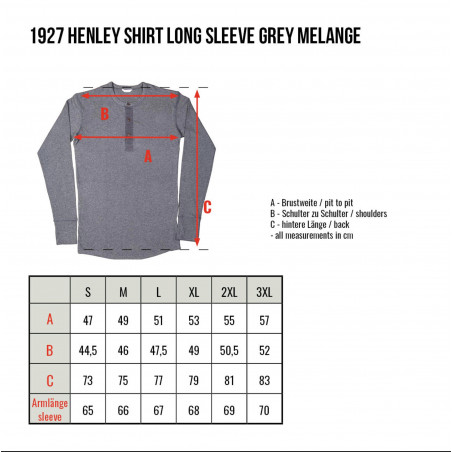 Henley-Langarmshirt mit Knopfleiste, grau meliert – Pike Brothers 1927 Henley long Sleeve grey melange