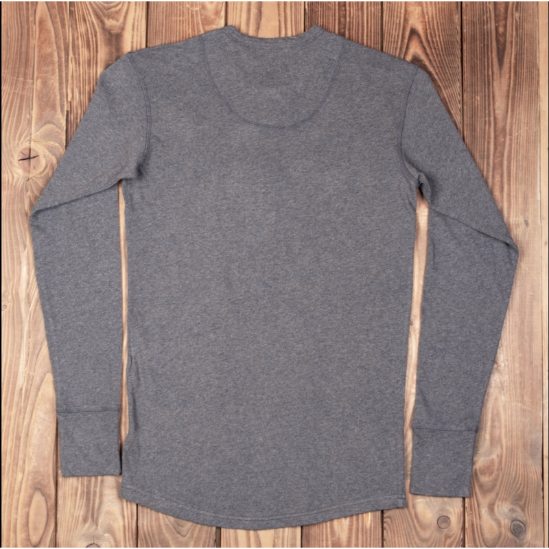 Henley-Langarmshirt mit Knopfleiste, grau meliert – Pike Brothers 1927 Henley long Sleeve grey melange