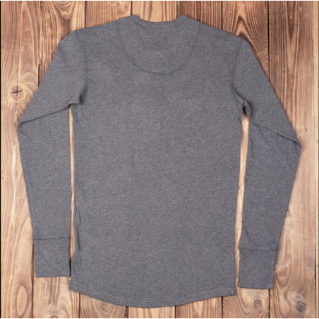 Grey marl long-sleeve Henley shirt with button placket - Pike Brothers 1927 Henley long Sleeve grey melange