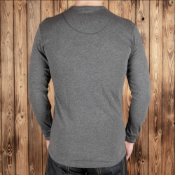 Grau meliertes Henley-T-Shirt mit Knopfleiste und langen Ärmeln – Pike Brothers 1927 Henley long Sleeve grey melange 2