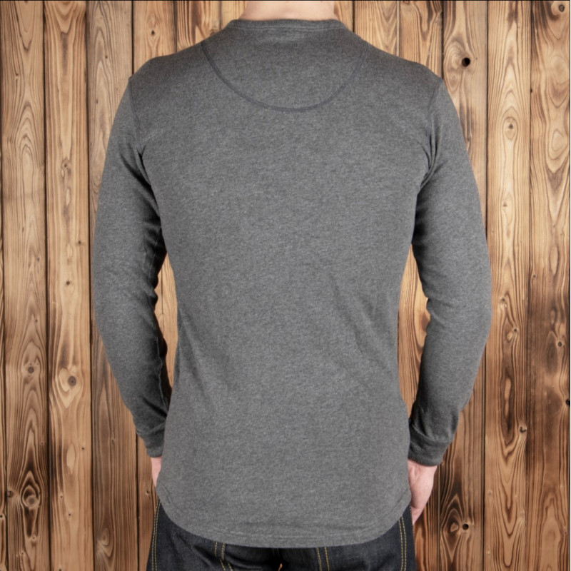 Grey marl long-sleeve Henley shirt with button placket - Pike Brothers 1927 Henley Long Sleeve grey melange