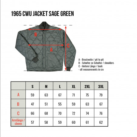 Pilot jacket - 1965 CWU Jacket Sage Green Pike Brothers