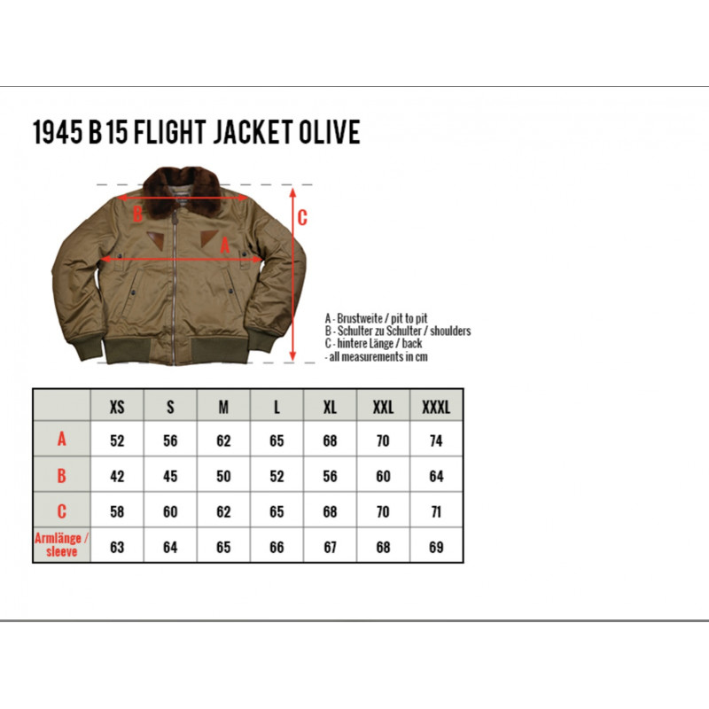 Vliegeniersjas 1945 B15 Flight Jacket olijfgroen - Pike Brothers