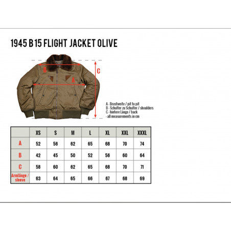 Vliegeniersjas 1945 B15 Flight Jacket olijfgroen - Pike Brothers