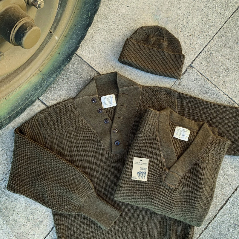 Pull 5 knoppen hoge hals US Army 1944 - High Neck Sweater olijf - Pike Brothers