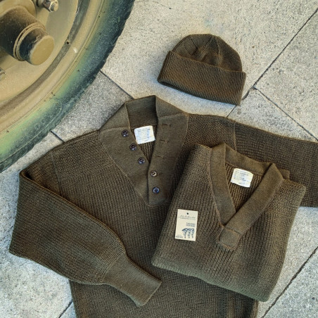 Pull 5 knoppen hoge hals US Army 1944 - High Neck Sweater olijf - Pike Brothers