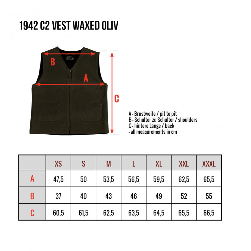Gewaxte C2-jas - 1942 C2 Vest waxed oliv Pike Brothers