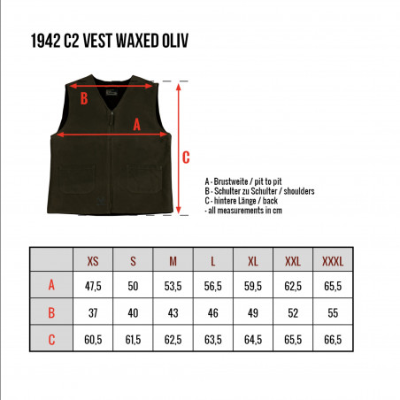 C2 Waxed Vest - 1942 C2 Vest waxed oliv Pike Brothers