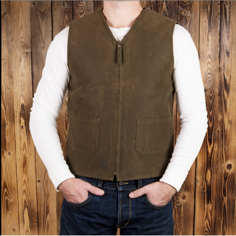 C2 Waxed Vest - 1942 C2 Vest waxed oliv Pike Brothers