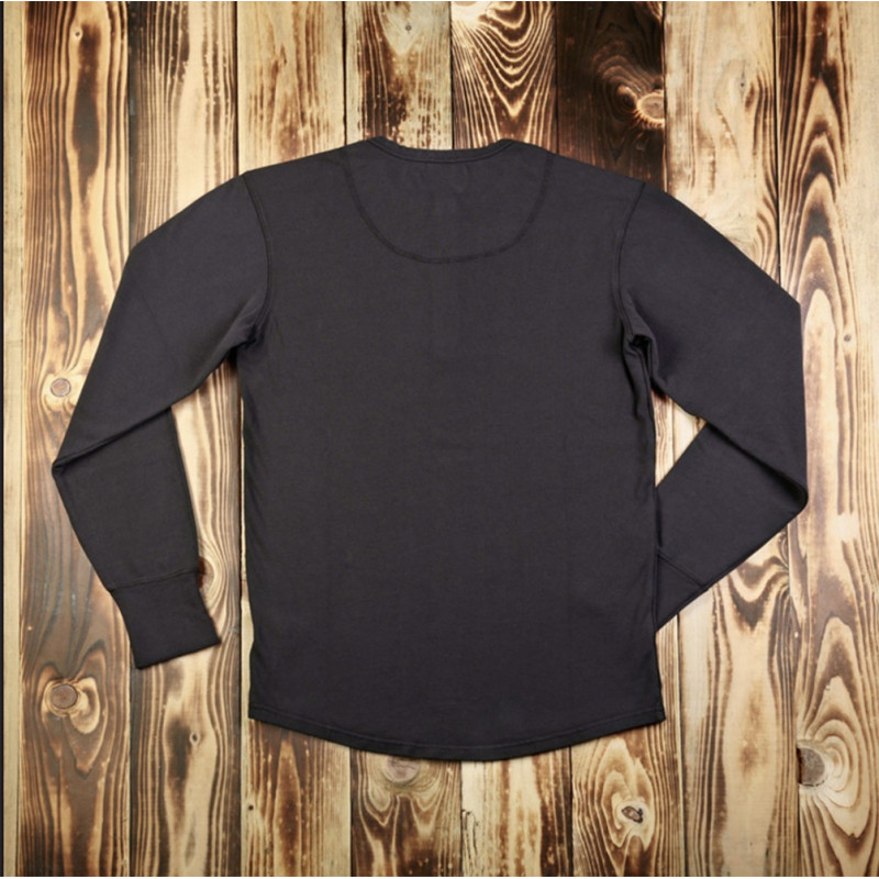 US henley T-shirt 100% katoen lange mouwen zwart - Pike Brothers 1954 Utility Shirt Long Sleeve faded black