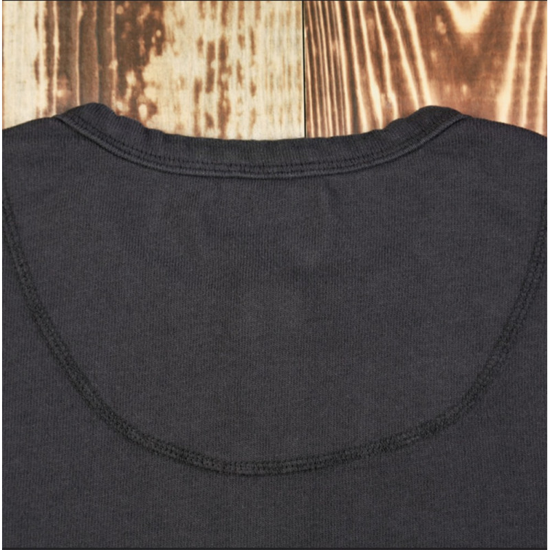US henley T-shirt 100% katoen lange mouwen zwart - Pike Brothers 1954 Utility Shirt Long Sleeve faded black