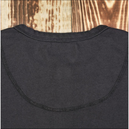T-shirt henley US 100% coton à manches longues noir- Pike Brothers 1954 Utility Shirt Long Sleeve faded black