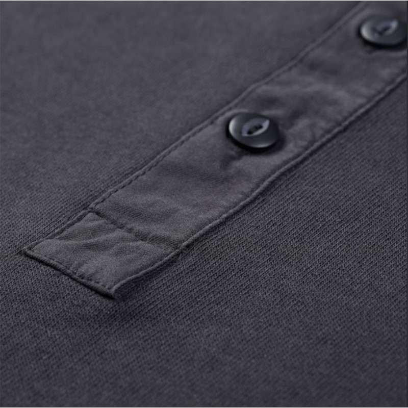 Henley-T-Shirt US 100% Baumwolle langärmelig schwarz – Pike Brothers 1954 Utility Shirt Long Sleeve faded black