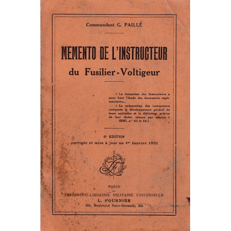 MEMENTO DE L’INSTRUCTEUR DU FUSILIER-VOLTIGEUR