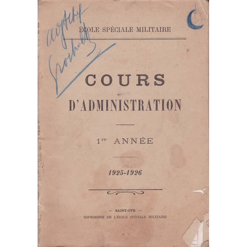 MILITARY ADMINISTRATION COURSE 1ST YEAR 1925-1926