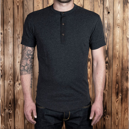 Dark grey short-sleeve Henley T-shirt - 1927 Henley Shirt short sleeve iron grey Pike Brothers