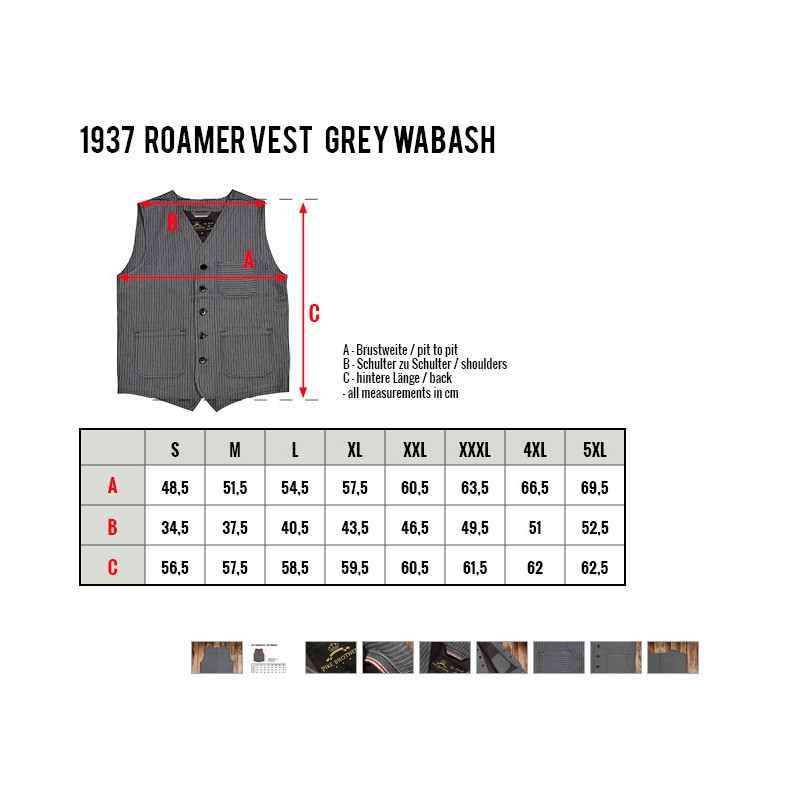 Gilet 1937 Roamer denim grey wabash grijs