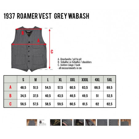 Gilet 1937 Roamer denim grey wabash grijs