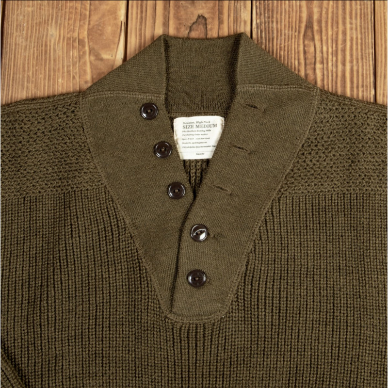 Pull 5 knoppen hoge hals US Army 1944 - High Neck Sweater olive - Pike Brothers