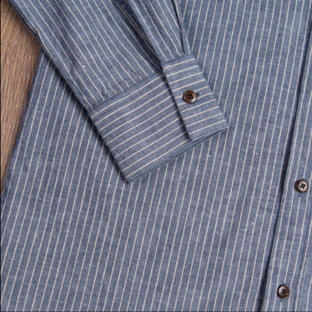 Mao collar cotton shirt - 1923 Buccanoy Shirt Brisbane Blue - Pike Brothers