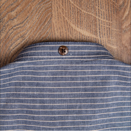 Katoenen mao-kraag overhemd - 1923 Buccanoy Shirt Brisbane Blue - Pike Brothers