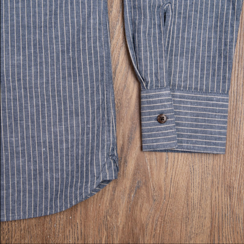 Baumwollhemd mit Mao-Kragen – 1923 Buccanoy Shirt Brisbane Blue – Pike Brothers