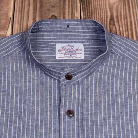 Katoenen mao-kraag overhemd - 1923 Buccanoy Shirt Brisbane Blue - Pike Brothers