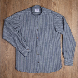 Katoenen mao-kraag overhemd - 1923 Buccanoy Shirt Brisbane Blue - Pike Brothers