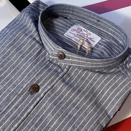 Katoenen overhemd met maokraag - 1923 Buccanoy Shirt Brisbane Blue - Pike Brothers